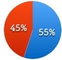 男女別：男性55％・女性45％